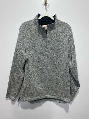 Wrangler Authentics Men's Quarter-Zip Fleece Pullover Sweater, Gray Marl, Size M